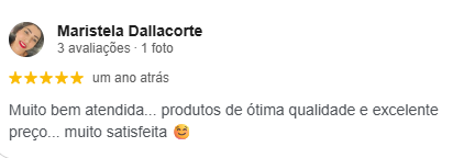 Avaliação de cliente: produtos de ótima qualidade e excelente preço