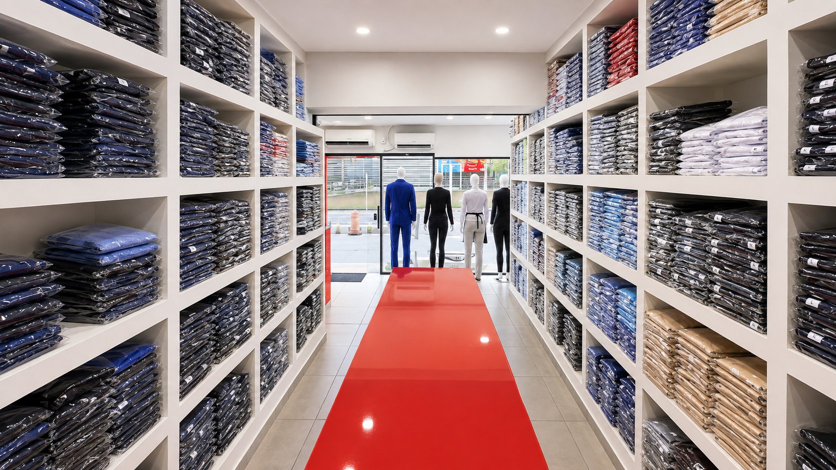 Interior moderno e organizado da loja Versa Life